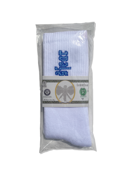 LF SOCKS "BLUE on WHITE"