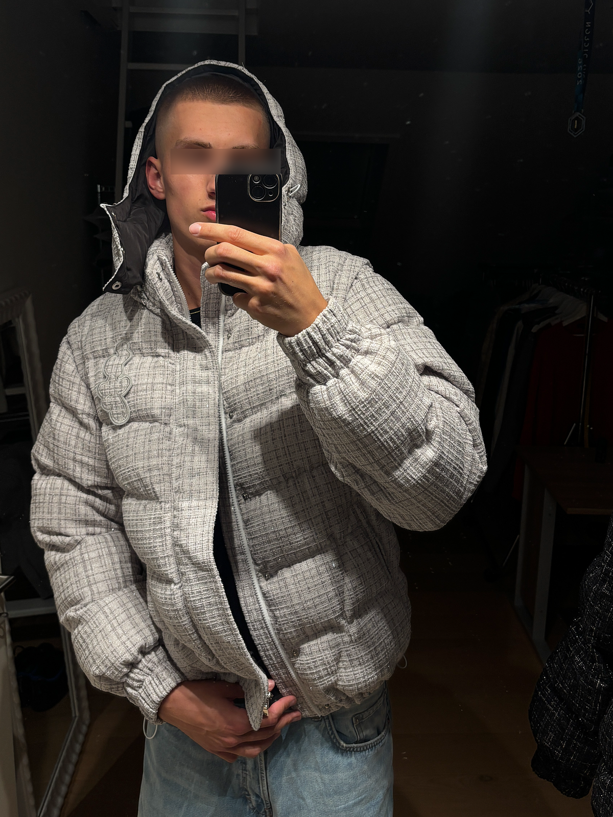 TWEED BOUCLÉ LIGHT GREY PUFFA